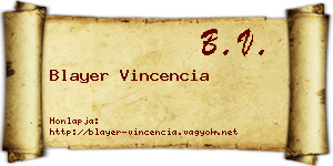 Blayer Vincencia névjegykártya
